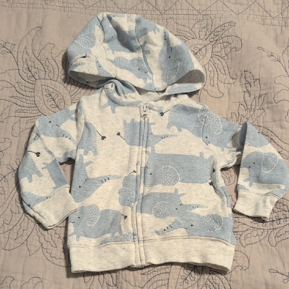 Carter's Blue and White Elephant Hoodie